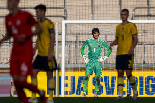 Goalkeeper Noel Törnqvist of Sweden looks dejected