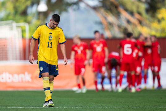 Mayckel Lahdo of Sweden looks dejected