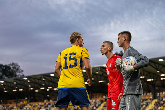Oscar Vilhelmsson of Sweden and Andrej Stojcevski and
