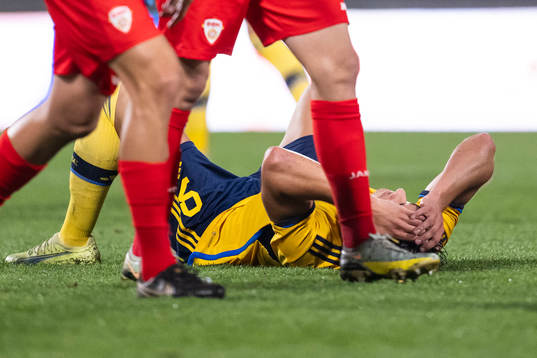 Jusef Erabi of Sweden looks dejected