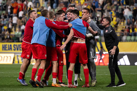 Players of North Macedonia celebrate