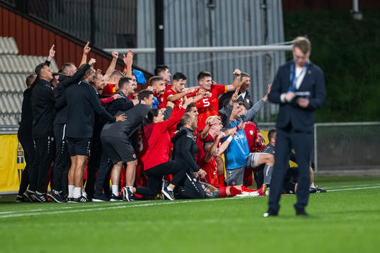 Players of North Macedonia celebrate