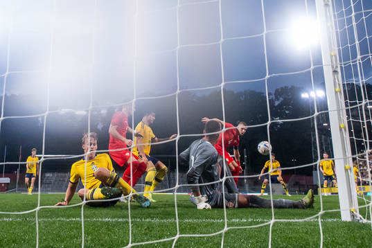goalkeeper Marko Alchevski of North Macedonia saves a