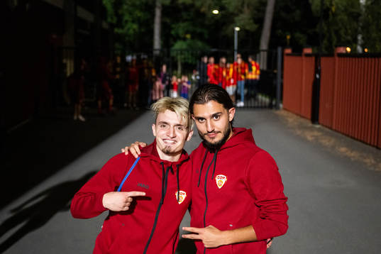 Berat Kalkan and Luan Abazi of North Macedonia celebrate
