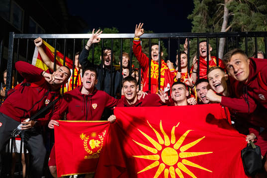Players of North Macedonia celebrate