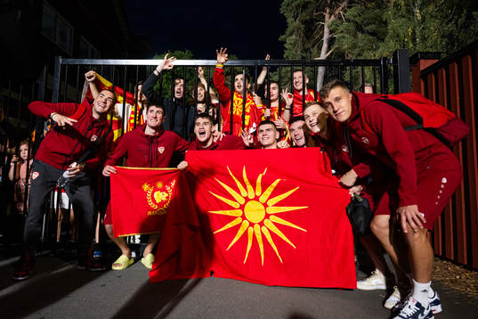 Players of North Macedonia celebrate