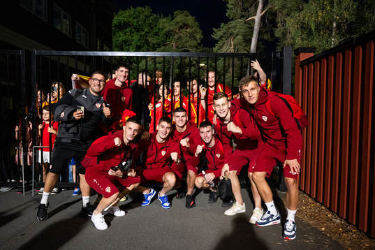 Players of North Macedonia celebrate