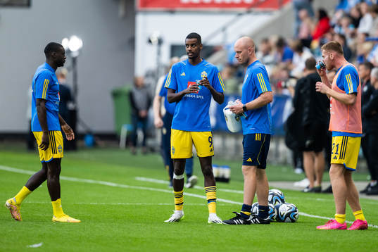 Ken Sema, Alexander Isak and Dejan Kulusevski of Sweden