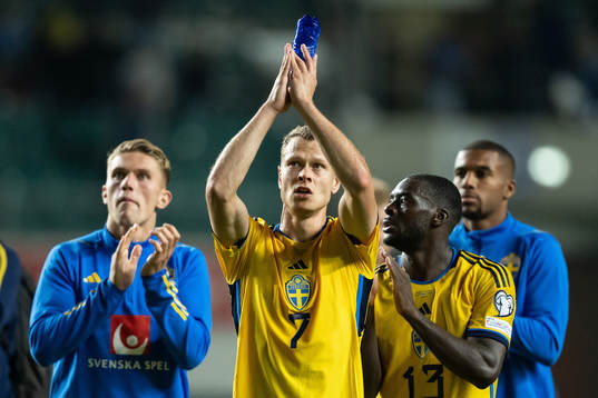 Viktor Gyökeres, Viktor Claesson and Ken Sema of Sweden