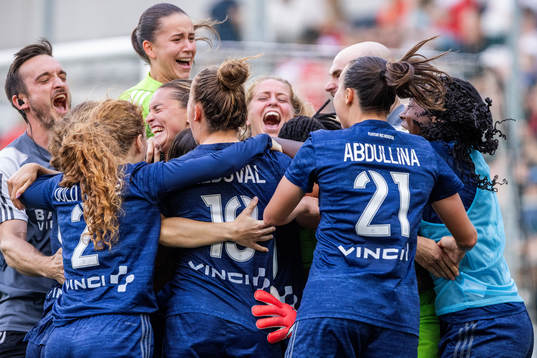 Players of Paris FC celebrate