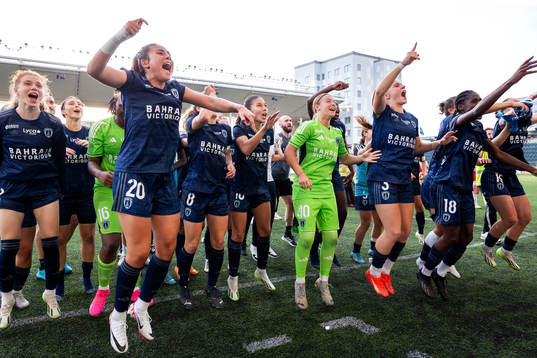Players of Paris FC celebrate