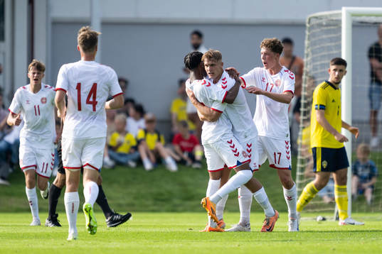 Lukas Wessel of Denmark celebrate with teammates