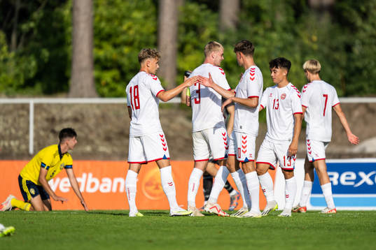 Players of Denmark celebrate