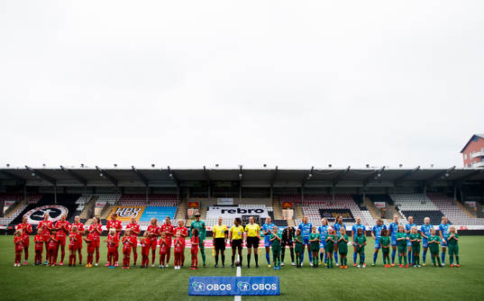 OBOS Damallsvenskan logo och laguppställning