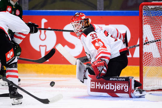 Goaltender Albert Adamsen of Aalborg Pirates