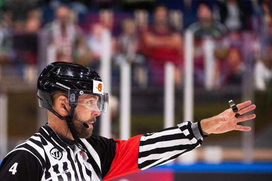 during the CHL game between Färjestad and Aalborg Pirates
