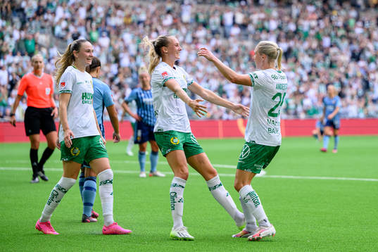 Hammarbys Ellen Wangerheim och Jonna Andersson jublar