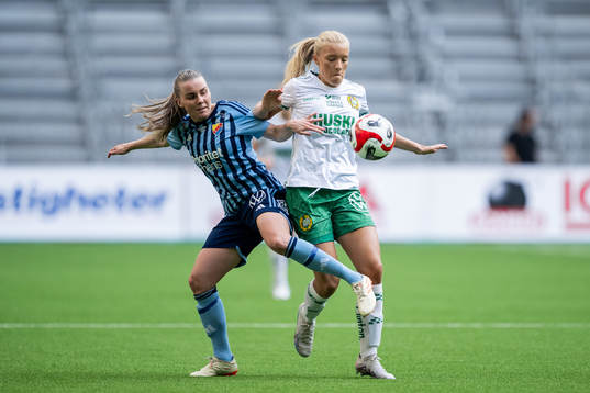 Djurgårdens Ebba Hed och Hammarbys Smilla Holmberg