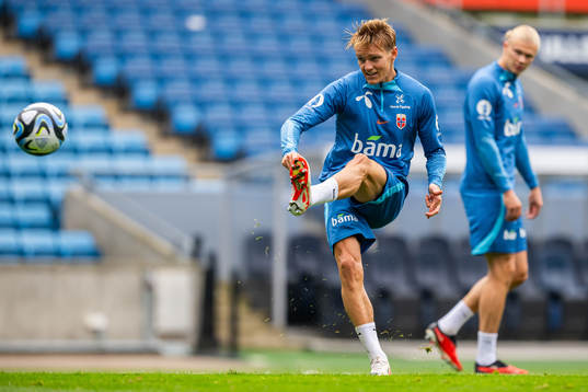Martin Ødegaard and Erling Braut Haaland of the Norwegian