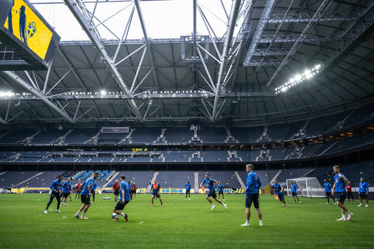 Players of the Swedish national football team at a training