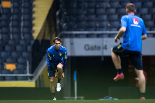 Albin Ekdal of the Swedish national football team at a