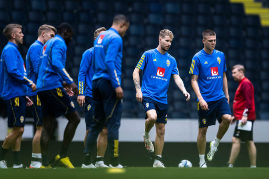 Samuel Gustafson of the Swedish national football team at a