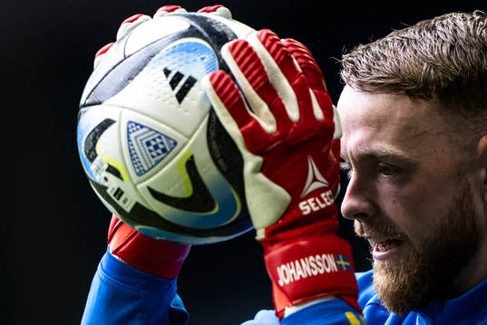 Goalkeeper Viktor Johansson of the Swedish national