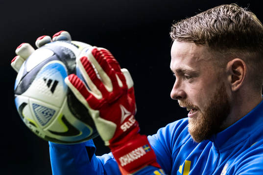Goalkeeper Viktor Johansson of the Swedish national