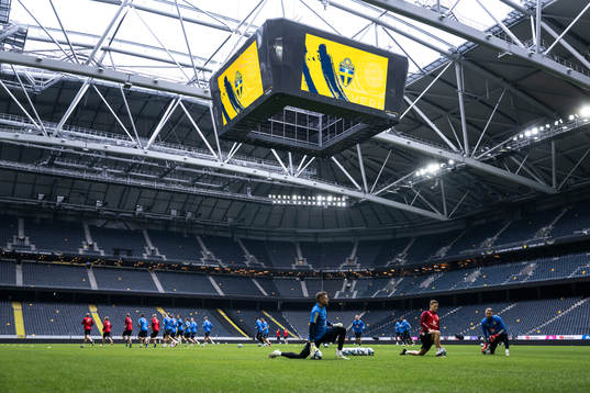 Players of the Swedish national football team at a training