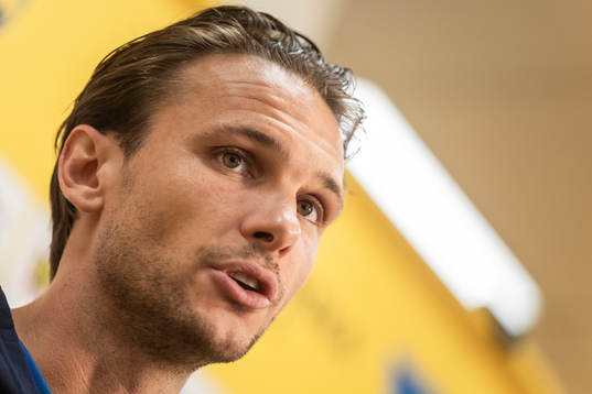 Albin Ekdal of the Swedish national football team at a