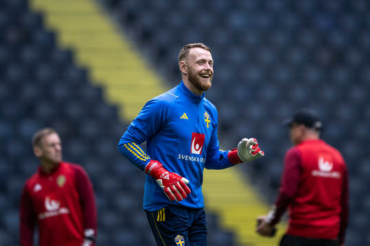 Goalkeeper Viktor Johansson of the Swedish national