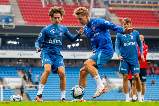 Markus Solbakken and Martin Ødegaard of the Norwegian