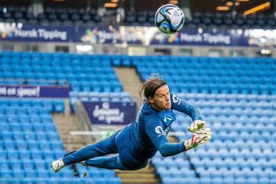 Goalkeeper Ørjan Håskjold Nyland of the Norwegian