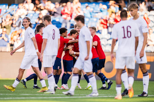 Kristian Fredrik Malt Arnstad of Norway celebrates