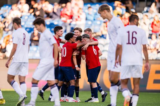 Kristian Fredrik Malt Arnstad of Norway celebrates