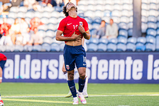 Oscar Bobb of Norway reacts