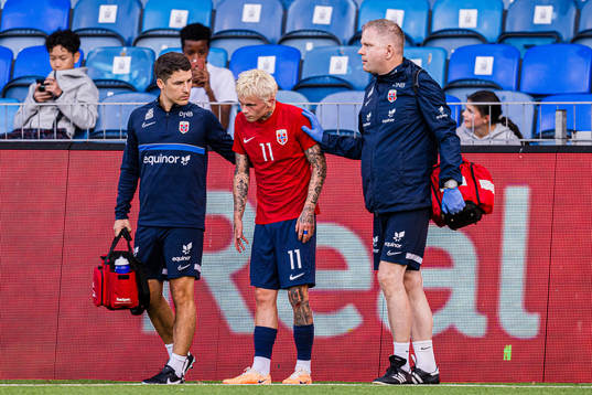 Isak Hansen-Aarøen of Norway in pain