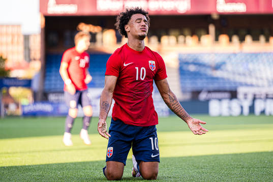 Oscar Bobb of Norway looks dejected
