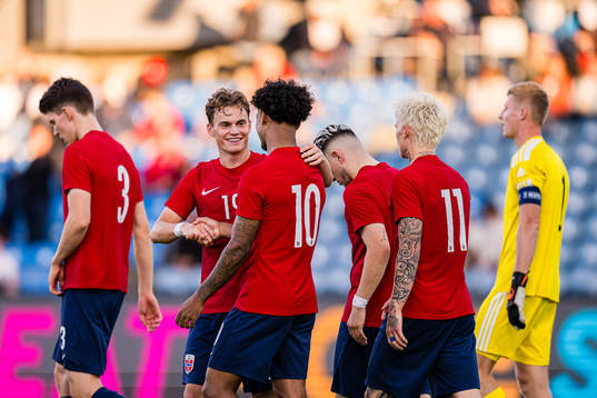Kristian Fredrik Malt Arnstad of Norway celebrates