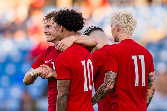 Kristian Fredrik Malt Arnstad of Norway celebrates