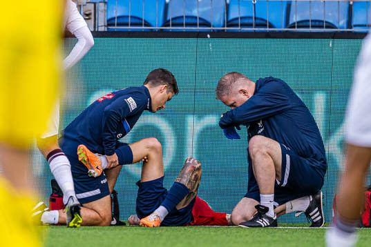 Isak Hansen-Aarøen of Norway in pain