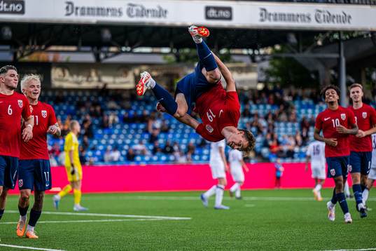 Kristian Fredrik Malt Arnstad of Norway celebrates