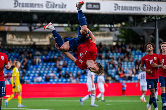Kristian Fredrik Malt Arnstad of Norway celebrates