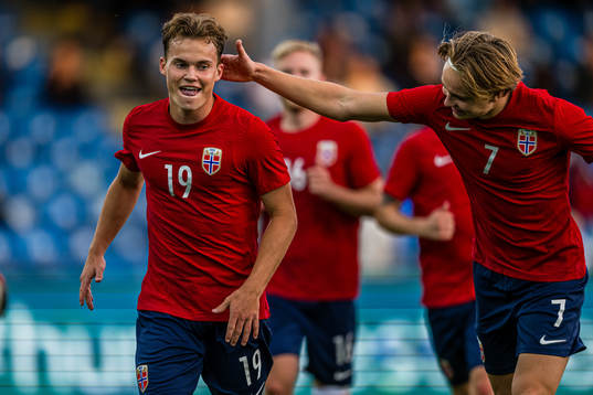 Kristian Fredrik Malt Arnstad of Norway celebrates