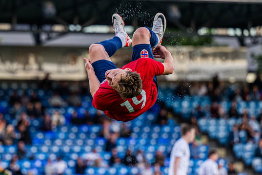 Kristian Fredrik Malt Arnstad of Norway celebrates
