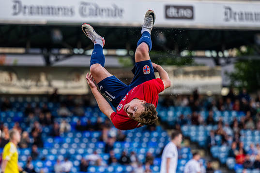 Kristian Fredrik Malt Arnstad of Norway celebrates