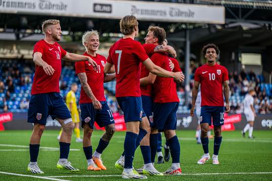 Kristian Fredrik Malt Arnstad of Norway celebrates