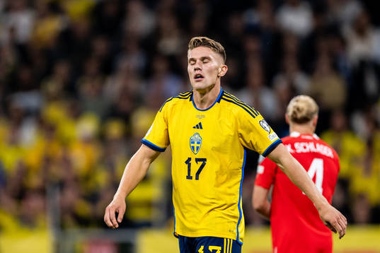 Viktor Gyökeres of Sweden looks dejected