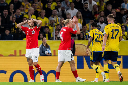 Marko Arnautovic of Austria looks dejected