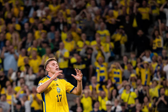 Viktor Gyökeres of Sweden looks dejected